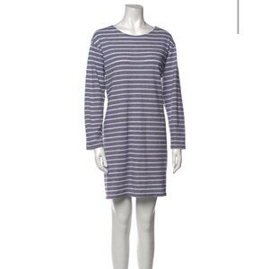 Sail to Sable Shift Dress Striped Grey White Gold‎ Zipper L Preppy Coastal